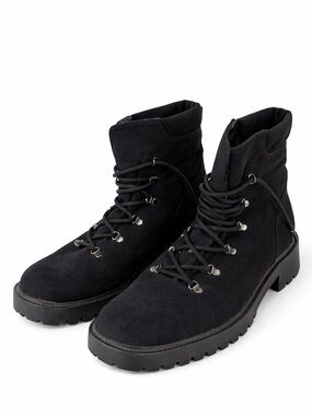 Stuart Weitzman Combat Boots Black Lace Up Moto Lug Sole Women’s 8.5